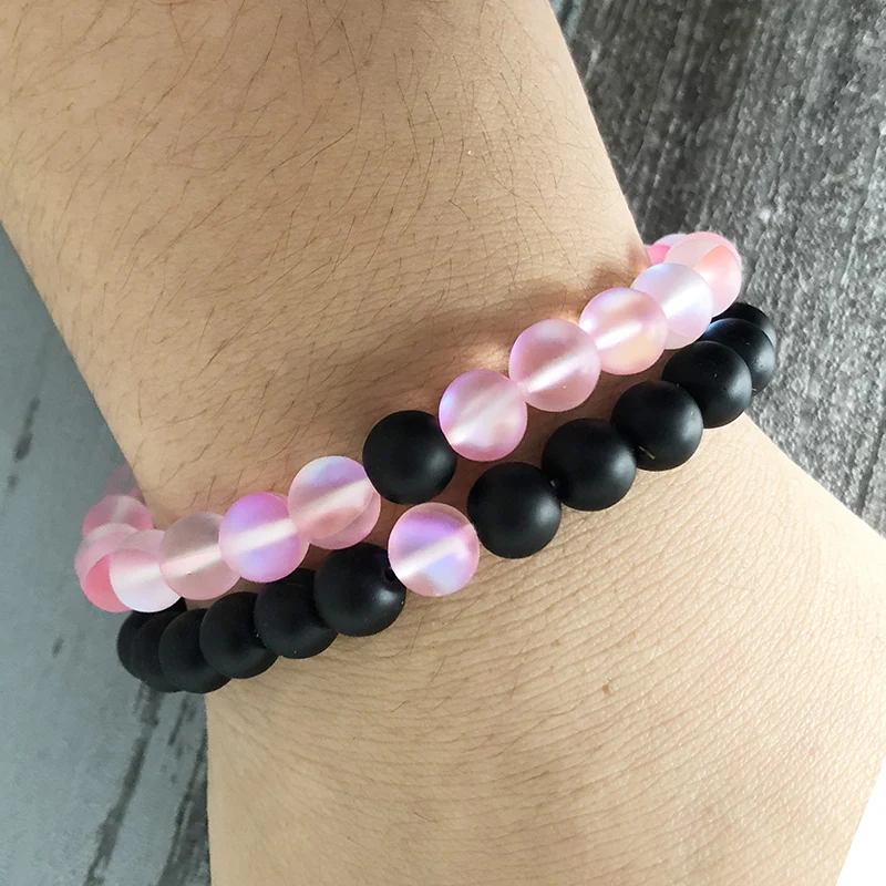 Набор из 2 искусственных камней для женщин и мужчин матовый черный оникс лунный