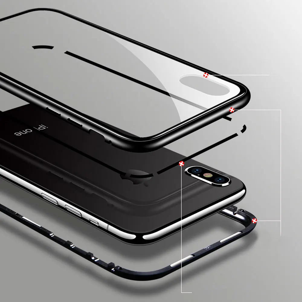 Magnetic Adsorption Clear Phone Case For Xiaomi Mi 8 A2 Full Protective Bumper Pocophone F1 Tempered Glass Cover Capa |