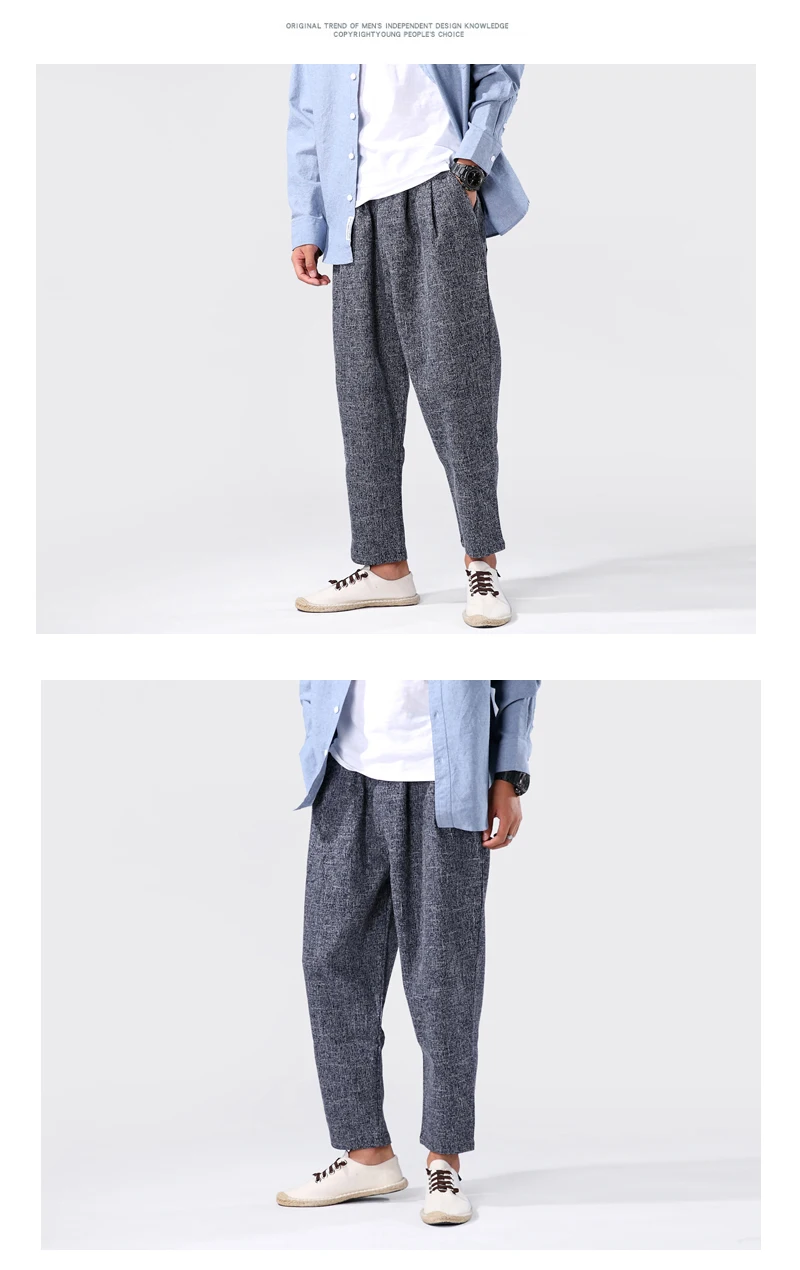 Men Vintage Fashion Casual Loose Pant Japan Harajuku Streetwear Harem Trousers Male