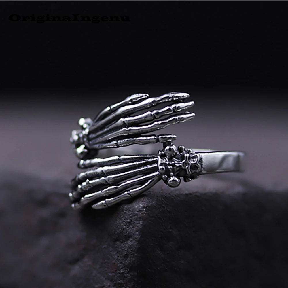 

925 Sterling Silver Ring Vintage Punk skulls Hand Charm Boho Minimalism Birthday Gift Haut Femme Anillos Rings for Women Jewelry