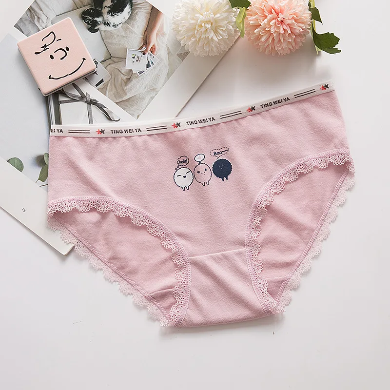 Трусы подростковые для девочек кружевные хлопковые трусы с принтом нижнее белье