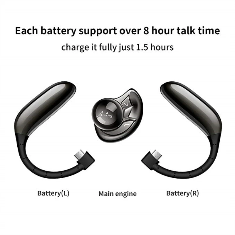 Aminy Черный гарнитура НЛО Bluetooth 4 2 динамик с микрофоном шумоподавления