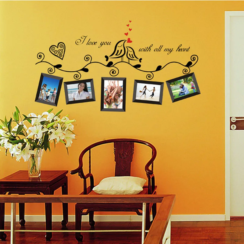 Наклейка на стену с изображением семейного дерева любовь птицы фоторамка
