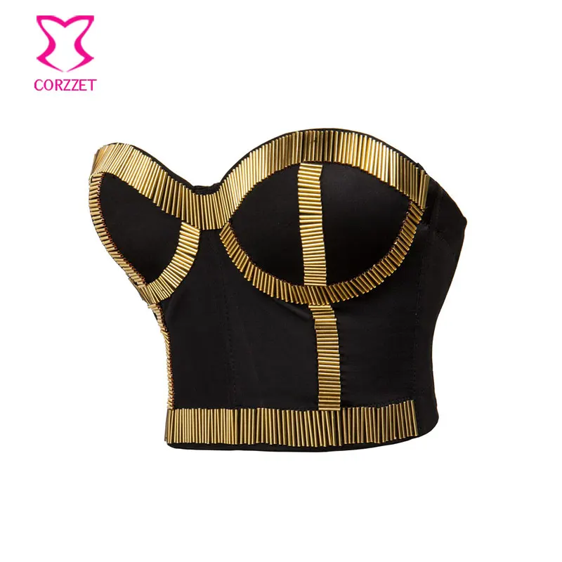 Экзотическая Клубная одежда черный хлопковый с золотыми бусинами бюстгальтеры