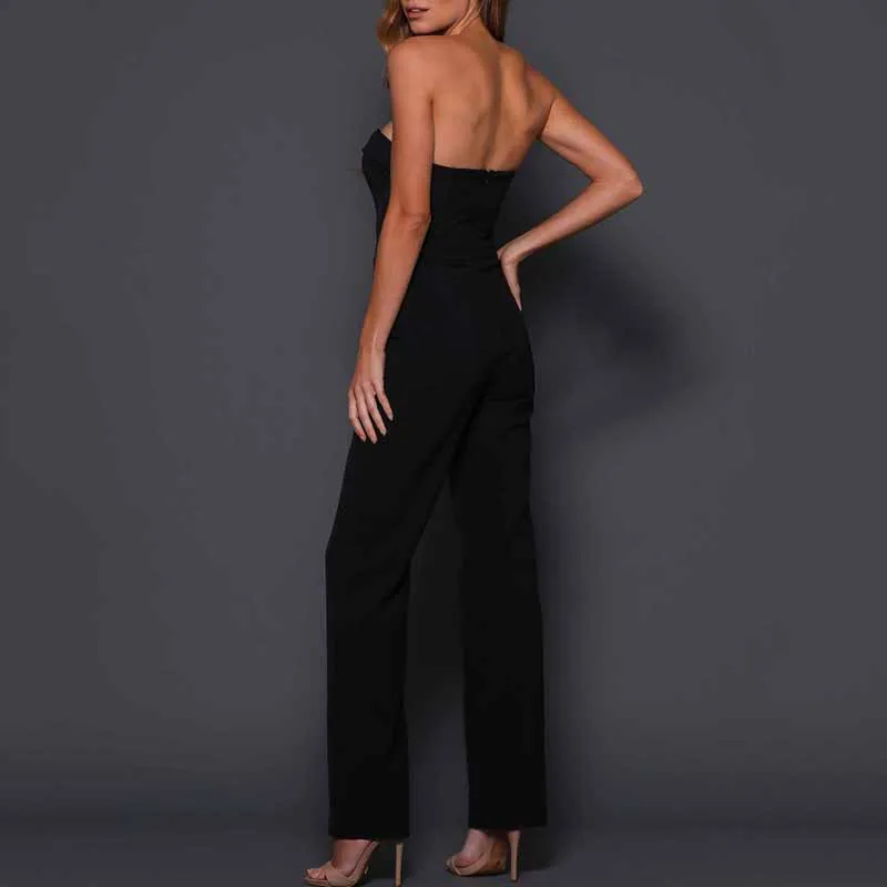 

Bqueen 2019 New Women Fashion Office Lady Sexy Sleeveless Backless Button Full Length Pant Party Club Bodycon Casual Jumpsuit