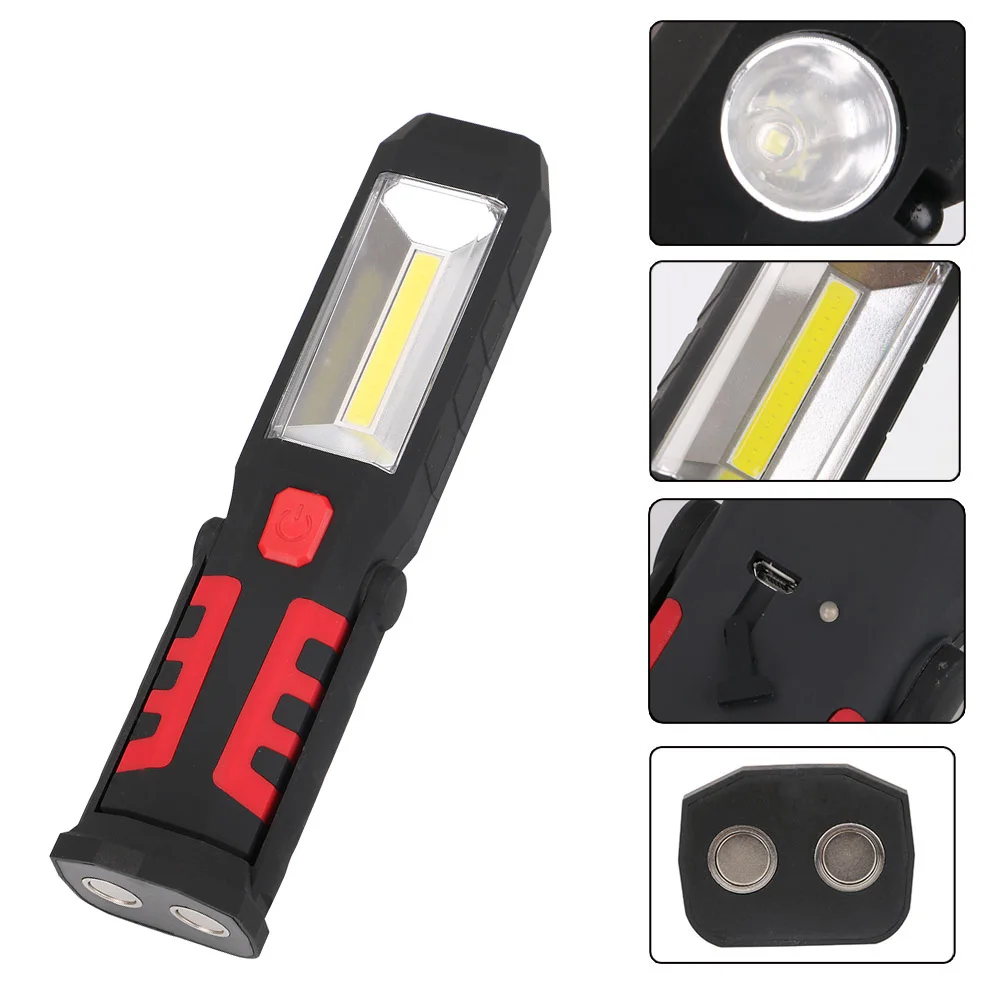 Portable 3 Modes COB LED Flashlight Magnetic Rechargeable Work Light 360 Degree Stand Hanging Torch Lamp For | Лампы и освещение