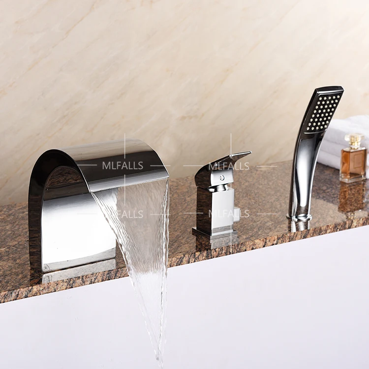 Кран для ванны с водопадом медный хромированный корпус костюм пятью отверстиями