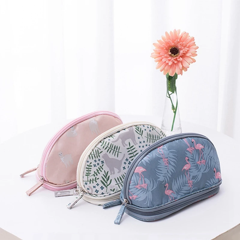 Полукруглая двухслойная дорожная косметическая сумка для хранения туалетных