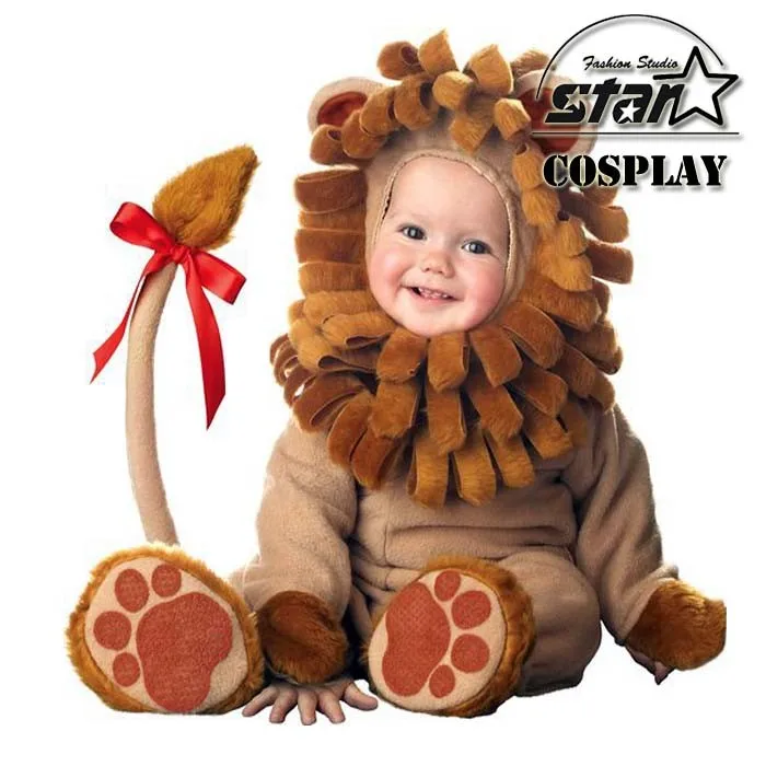 Новинка 2016 года Детский костюм с изображением Льва для малышей Забавный