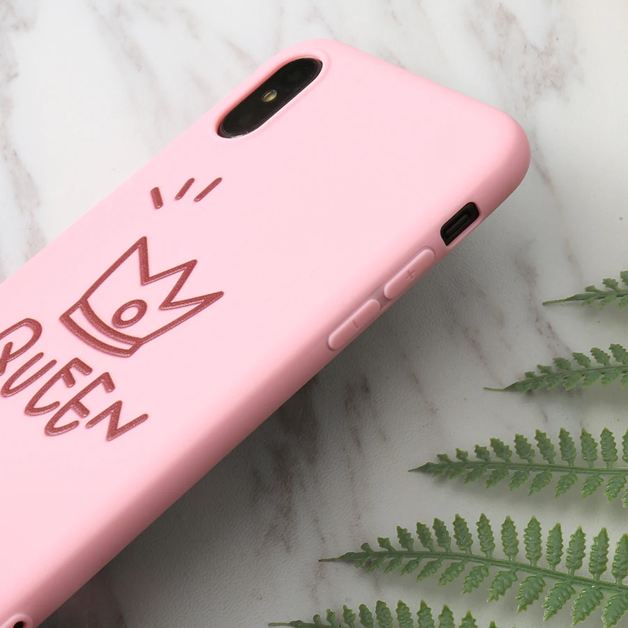 Силиконовый чехол для телефона iPhone X/8/7/6 7Plus/8Plus/11 розовый чехлы King Queen|Сумки