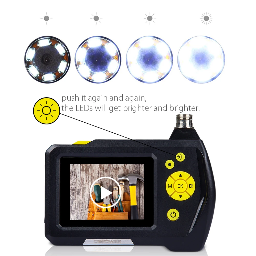 DBPOWER 2 7 &quotЖК-дисплей инспекции Камера USB эндоскоп 8 мм 3 м трубки видео Бороскоп с