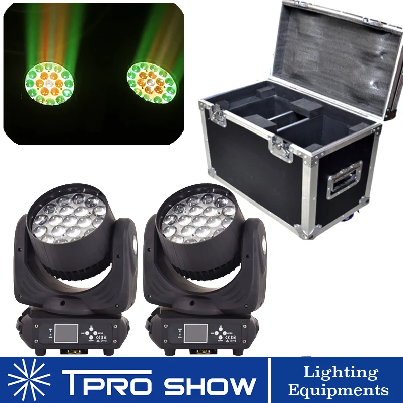 

Световой присветильник для диджея, 2 шт., 19x15 Вт, Zoom, вращающаяся головка, 1 чехол, упаковка, Lyre увеличение луча светильник вой эффект, профессиональное оборудование для диджея, Dmx