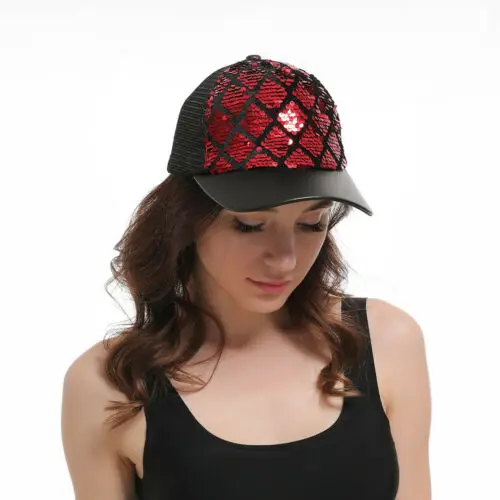 Женская и Мужская регулируемая бейсболка с хвостиком блестящая шляпа от солнца