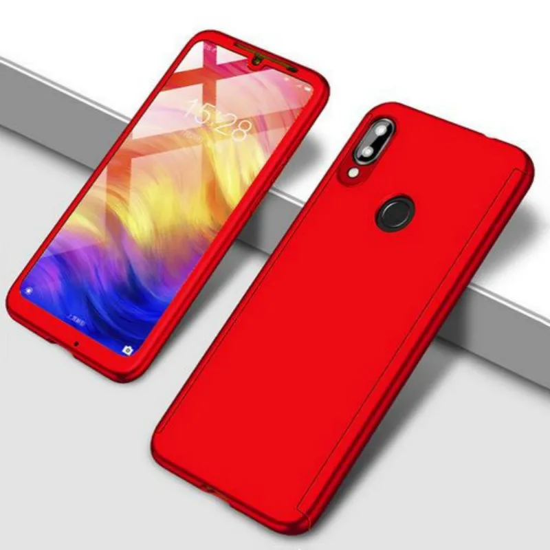 Красный 360 градусов полный чехол для телефона Xiaomi A2 lite Redmi Note 8 чехол Redmi 8A 5A 6A Note 7 6 5 Pro Чехол с защитой экрана - Цвет: Красный