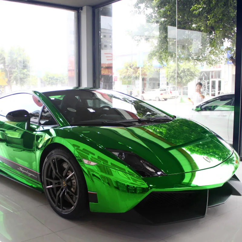 

Highly stretchable Chrome Mirror vehicle stickers wrap folie with Air Bubble 1.52x18m/roll Apple Green