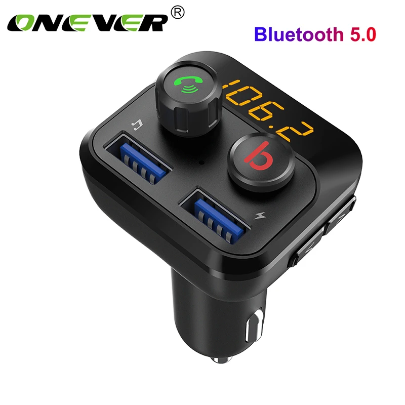 Автомобильный fm-передатчик Onever с поддержкой громкой связи, Bluetooth, автомобильный комплект, fm-модулятор, fm-передатчик, Bluetooth 5,0, автомобильное зарядное устройство, mp3-плеер QC3.0