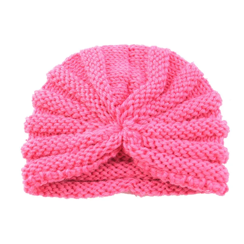 Hot Pink TELOTUNY/детская шапка для маленьких девочек и мальчиков; Теплая Зимняя Вязаная Шапка-бини; вязаная шапка для катания на лыжах; шапки для новорожденных - Цвет: Hot Pink