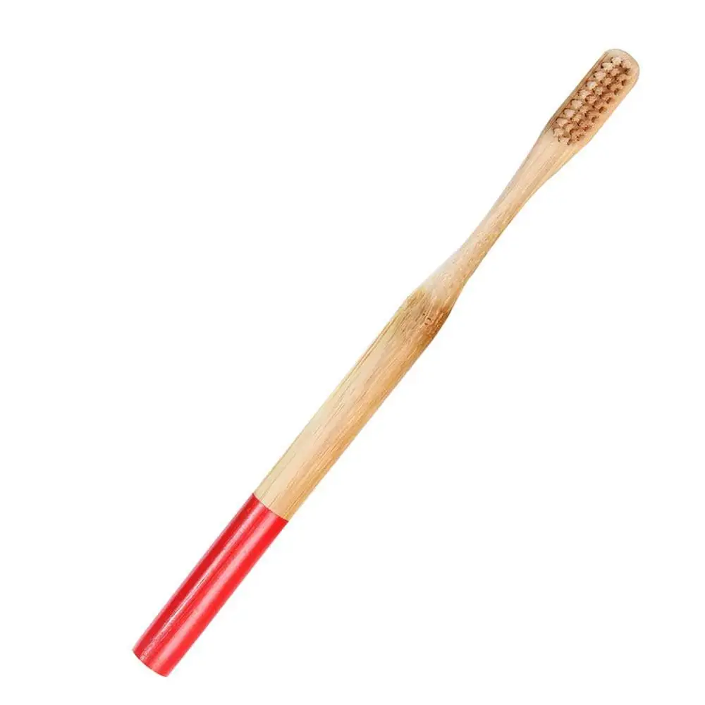 red handle 1 шт. Прямая поставка Экологичная натуральная бамбуковая древесная зубная щетка с мягкой щетиной деревянной ручкой для взрослых зубная щетка для путешествий - Цвет: red handle