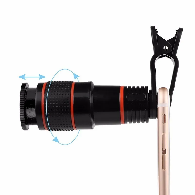Universal Clips Mobile Tripod 12X Telephoto Zoom Lenses Wide Angle Macro lens Fisheye Lentes Selfie Stick For Samsung galaxy s8+ | Мобильные