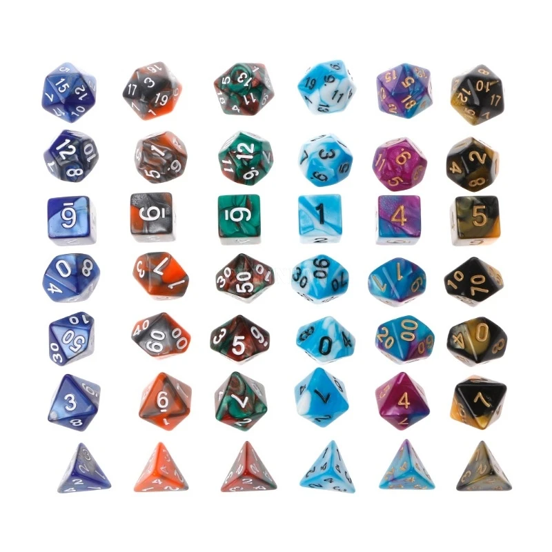 200Set 7 шт./компл. полиэдрон данные D &amp кости со стандартами D4 D6 D8 D10 % D12 D20 игральные |