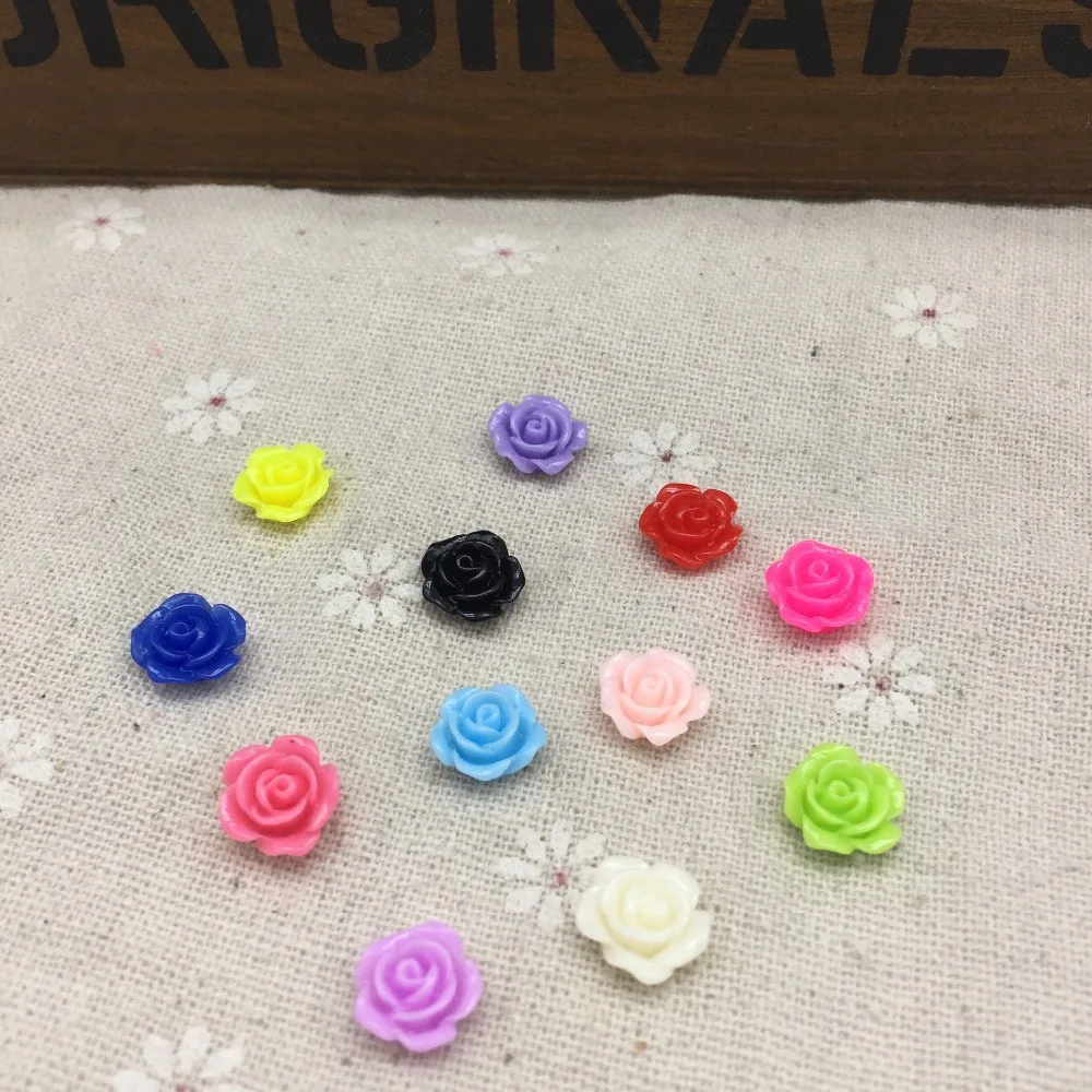 

200pcs 10mm Resin Rose Flowers Embellishments For Cardmaking Scrapbooking DIY Flatbacks Cabochons Decorations 12 Colors