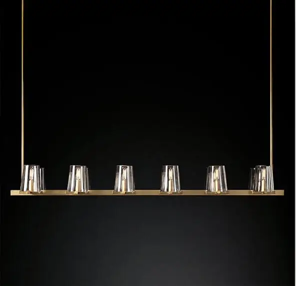 12 light L150cm Подвесной светильник для гостиной RH, американский светодиодный светильник, люминесцентная лампа E14, подвесной светильник, прозрачный винный стеклянный абажур, подвесной светильник, светильники - Цвет корпуса: 12 light L150cm