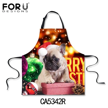 FORUDESIGNS/Merry Рождество кухня фартуки для женщин звавечерние ужин аксессуары животных собака кошка печатных забавные пособия по кулинарии шеф - Цвет: CA5342R