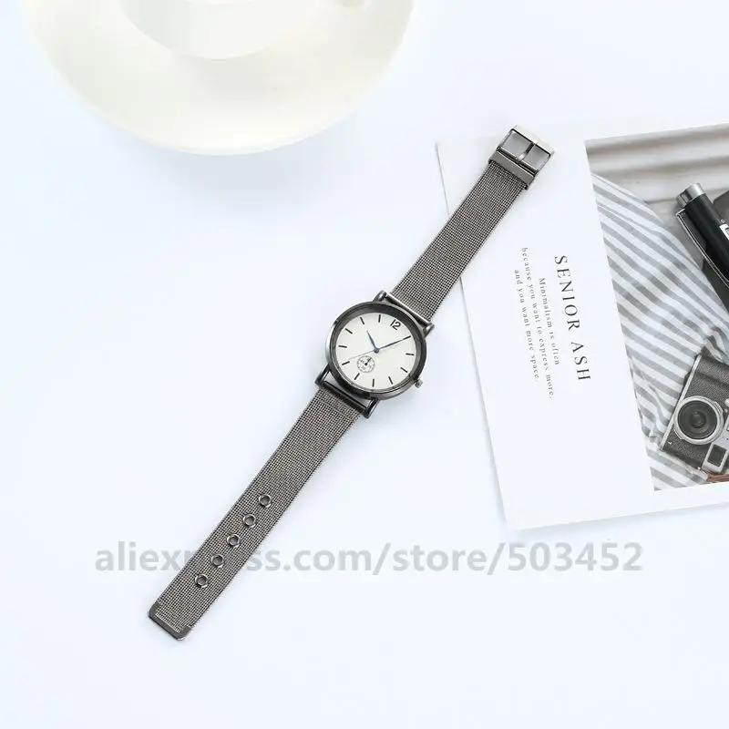 100 шт./лот модные кварцевые часы без логотипа для мужчин мальчиков серебристого