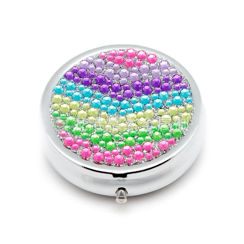 80 шт./лот портативный прочный металлический круглый органайзер для лекарств