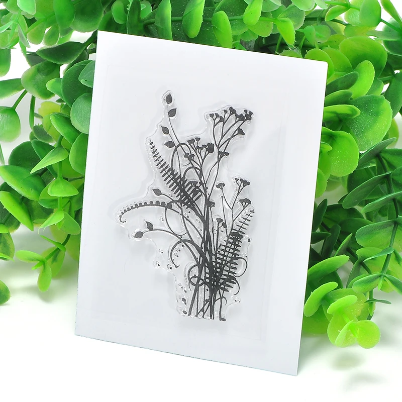 Модные Силиконовые Цветы и трава Прозрачный Очистить резиновый штамп лист