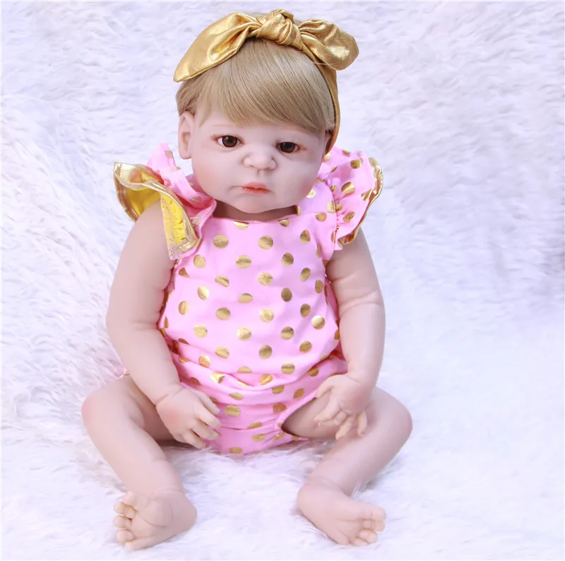 55 см полное тело силикона Reborn baby girls Bebe, живой имитация bb Возрожденный силикон кукла подарок на день рождения игрушка