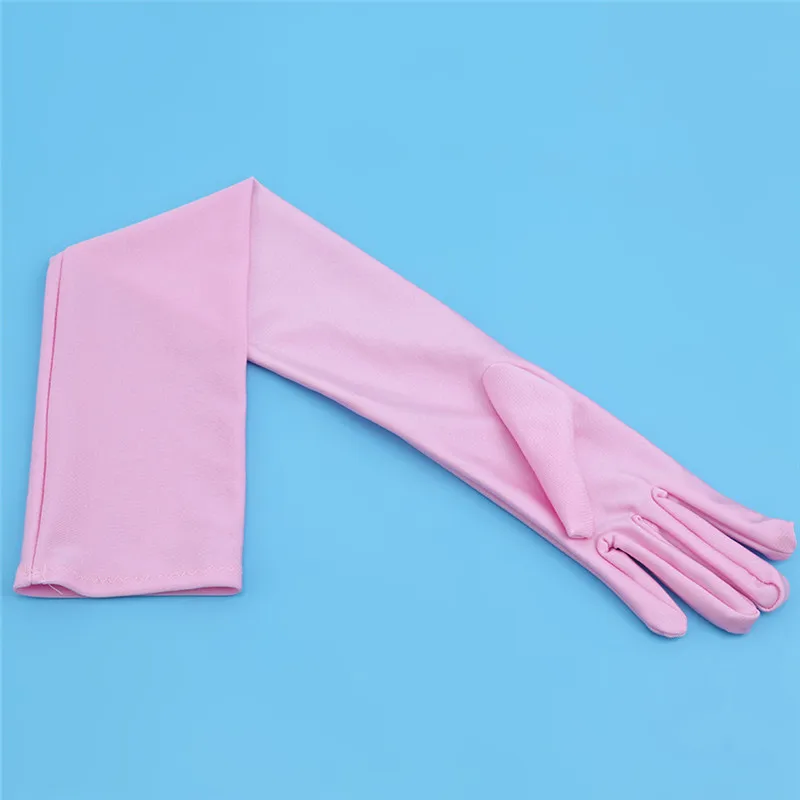 pink 1 пара, винтажные женские элегантные Однотонные эластичные Сатиновые длинные перчатки для Хэллоуина - Цвет: pink