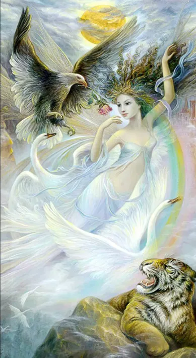Мечта фея Тигр Орел абстрактное искусство рукоделие 14CT холст без принта ручной