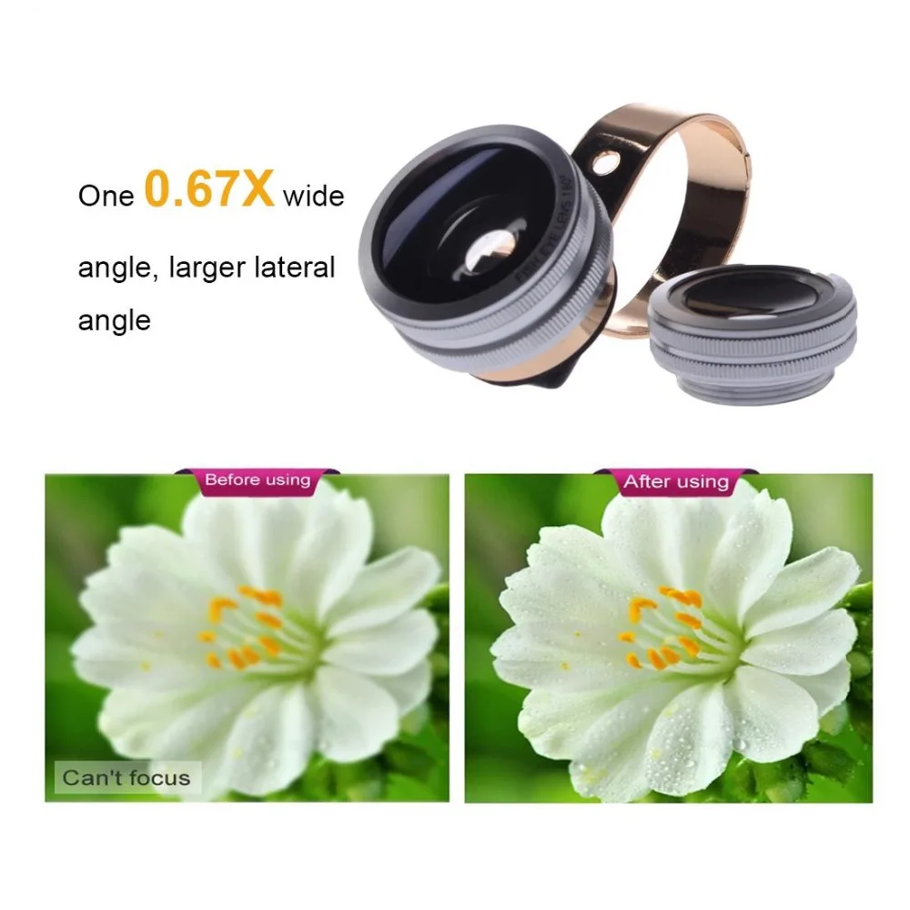 2 in 1 Phone Camera Lenses Fish Eye+0.67X Super Wide Angle Lens Silver | Automation Robot