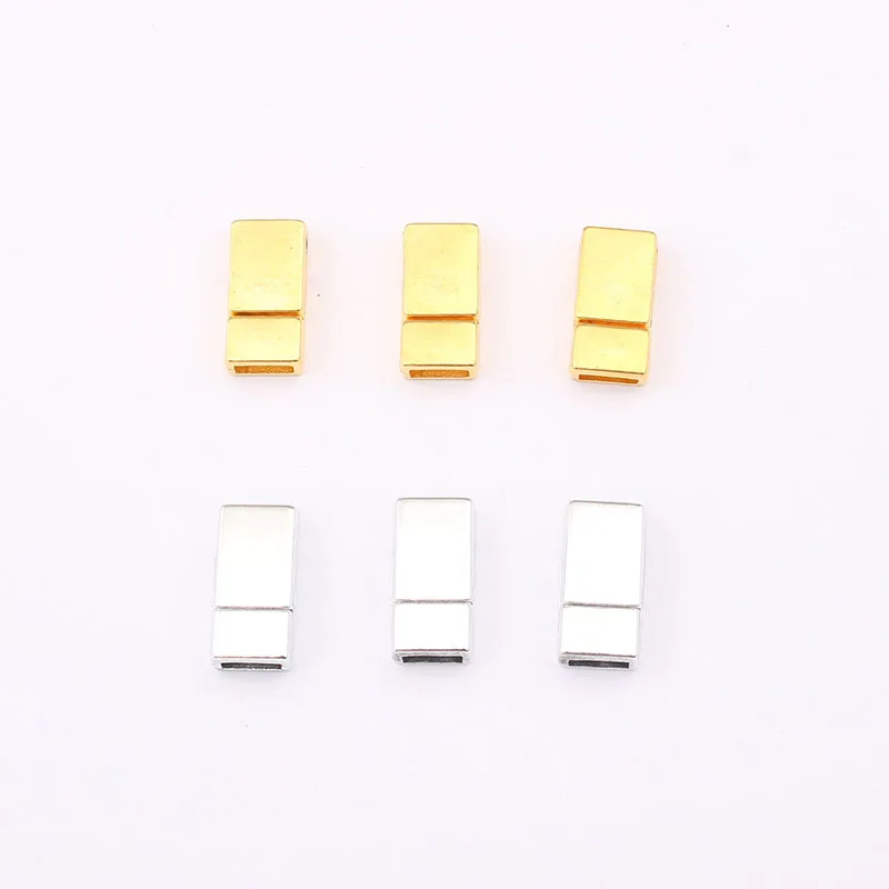 5 комплектов 6*2 мм плоский родиевый позолоченный и серебряная Магнитная застежка