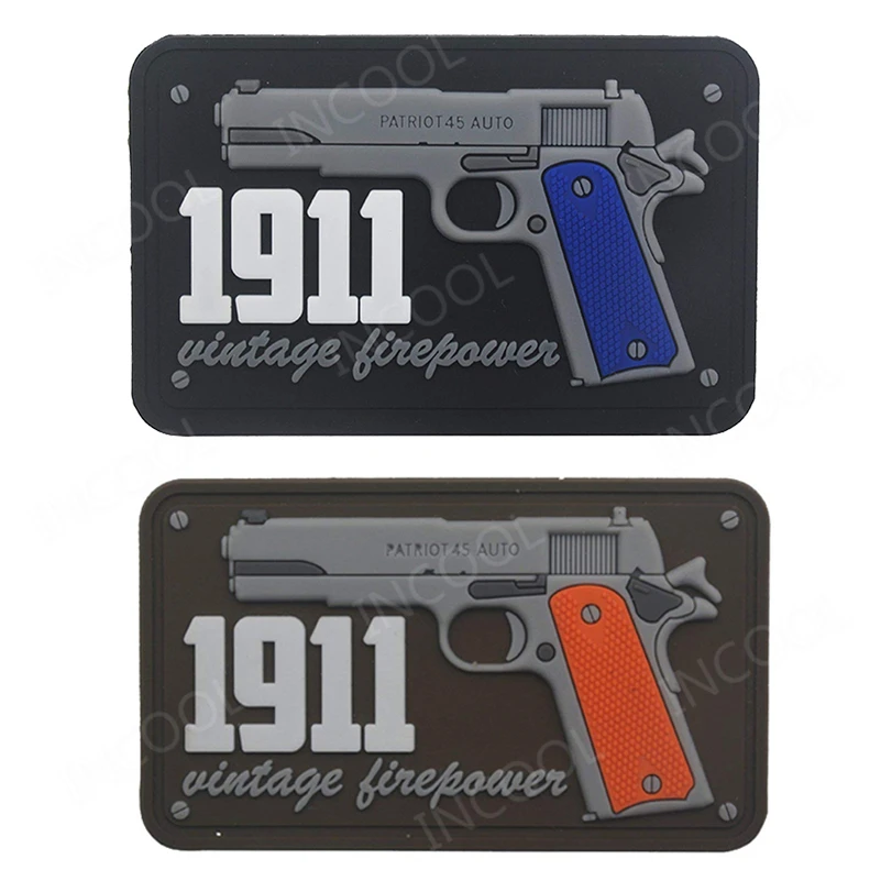 1911 Винтаж огневой мощи 3D ПВХ патч военный тактический пистолет резиновый
