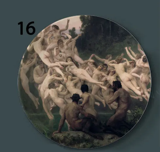 16 Bouguereau настенные декоративные тарелки классическое художественное блюдо отель фон дисплей мать и ребенок картина маслом тарелка - Цвет: 16