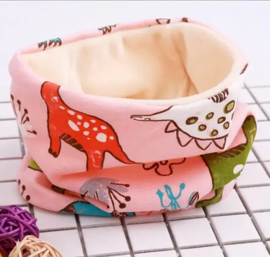 dinosaur pink Теплый детский шарф, воротники, плюшевое кольцо, шарф, хлопок, Bufandas для мальчиков и девочек, Осень-зима, детский шейный платок, детский шарф - Цвет: dinosaur pink