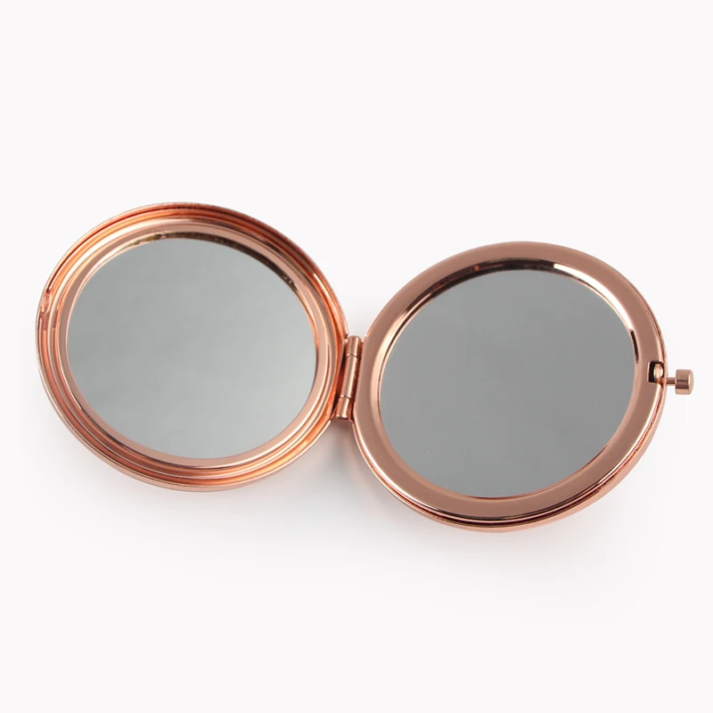 Зеркало для макияжа цвета розового золота портативное круглое складное