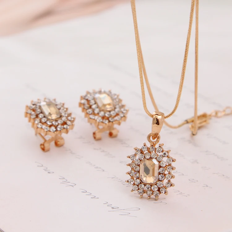 Модный женский свадебный комплект ювелирных изделий очаровательный кристалл