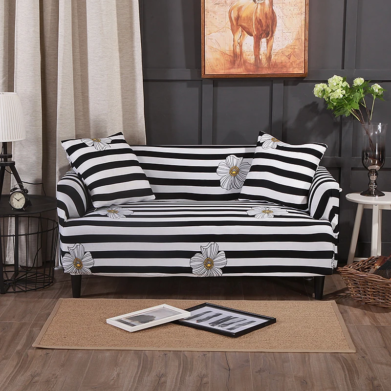 Striped Print Elastic Sofa Tight Wrap All-Inclusive Slip-Resistant Cover Towel Single/Two/Three/Four-Seater | Дом и сад