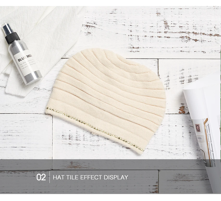 Зимние шапки с бриллиантовым декором, шапка Женская Осенняя шапочка-бини для женщин, шерсть вязаная теплая шапка, новые модные шапочки Skullies Beanies