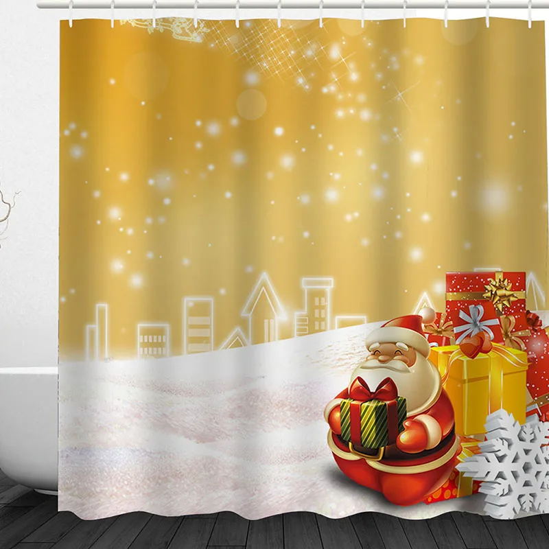 Рождественские украшения Xmas домашняя занавеска для душа Санта Клаус Снеговик дерево ясная печатная Шторка для ванной содержит