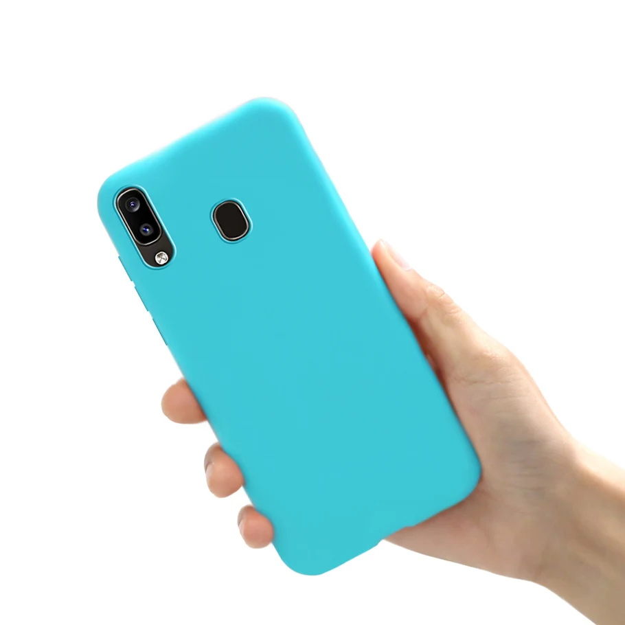 Милый мягкий чехол для Samsung A20 силиконовый Galaxy Одноцветный бампер |