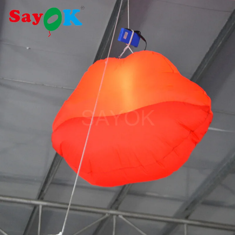 

1m/2m Inflatable Lip Hanging Lighting Decoration LED Red/Purple Mouth with 17 Color LED Light for Wedding Party Decoration