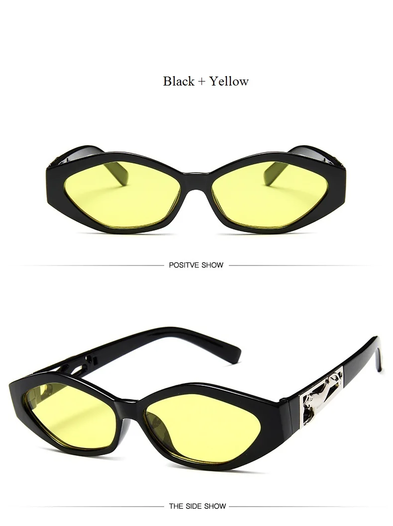 New Sunglasses Fashion Brand Ladies Sun Glasses Small Frame Cat Eye Cool White 3D Leopard Frame Black Yellow Blue Lens