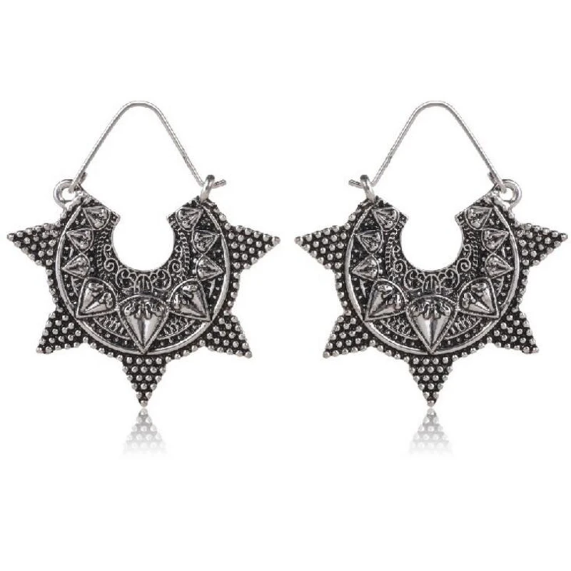 Ретро пятиконечная звезда Крюк преувеличены серьги Новый ночной клуб Подарок