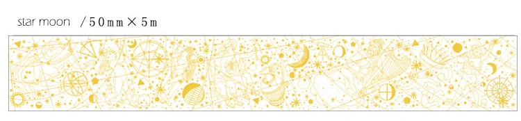 star moon 5cmX5m 3/5 см* 5 м Kawaii планет и Луны золото лента Washi наклейки Скрапбукинг малярный скотч школьные принадлежности пуля журнал Papeleria sl1546 - Цвет: star moon 5cmX5m
