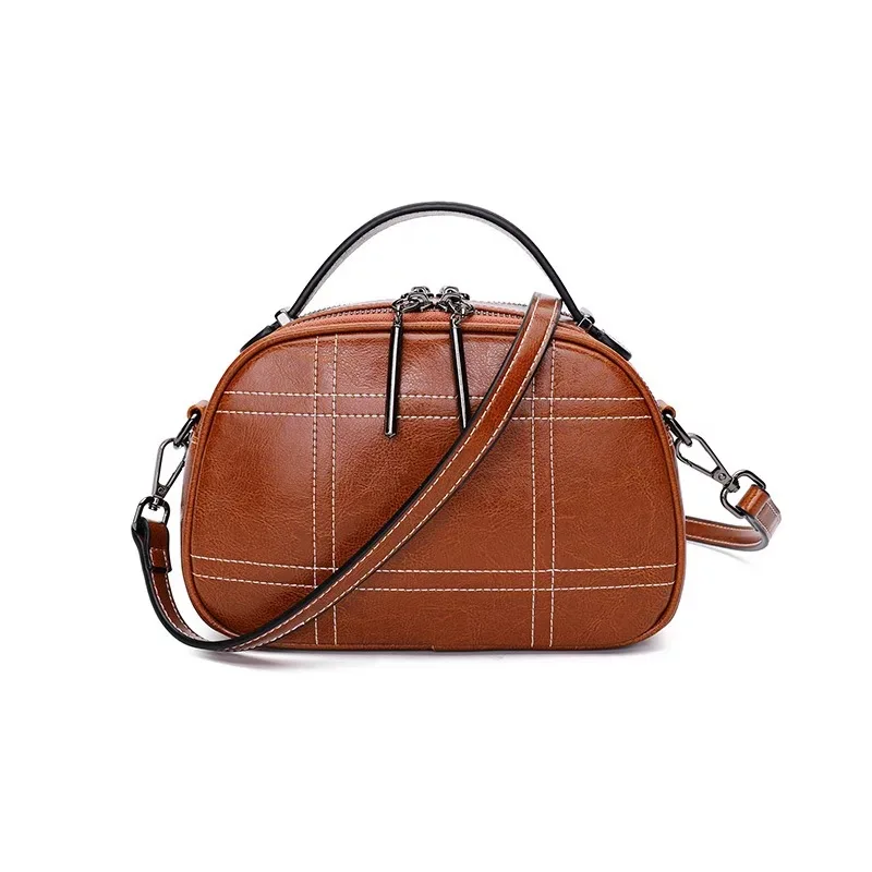 Модная клетчатая дизайнерская натуральная сумка для женщин из бычьей кожи
