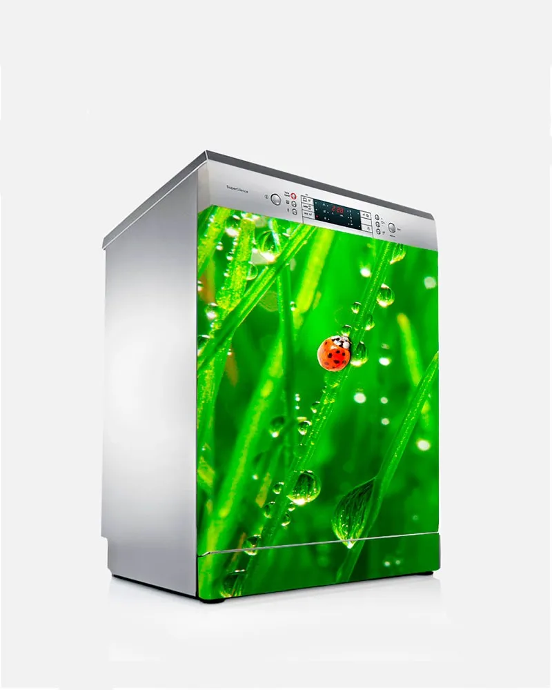 3d наклейка на стену для посудомоечной машины холодильника божьей коровки траве